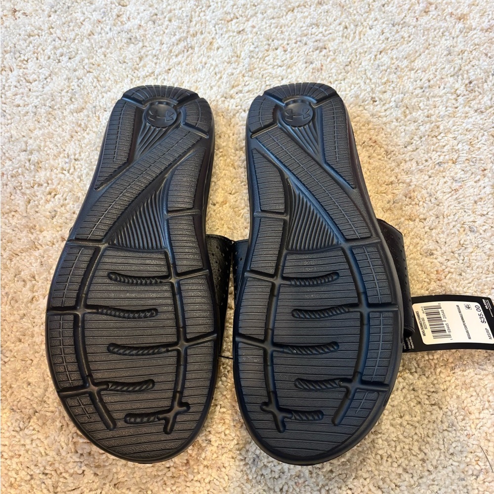 Under Armour Mens Ignite Vl Black and White Slide Sandals Sz 16 - Picture 2 of 3